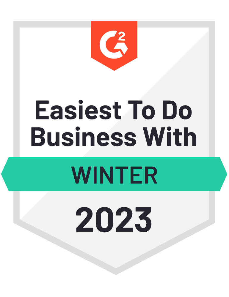 G2 Award for PeopleElement.com Easiest to do business with Winter 2023 winner
